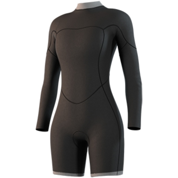 2026 Mystic Womens Brand 3/2mm Long Arm Back Zip Shorty Wetsuit 35000.250063 - Black